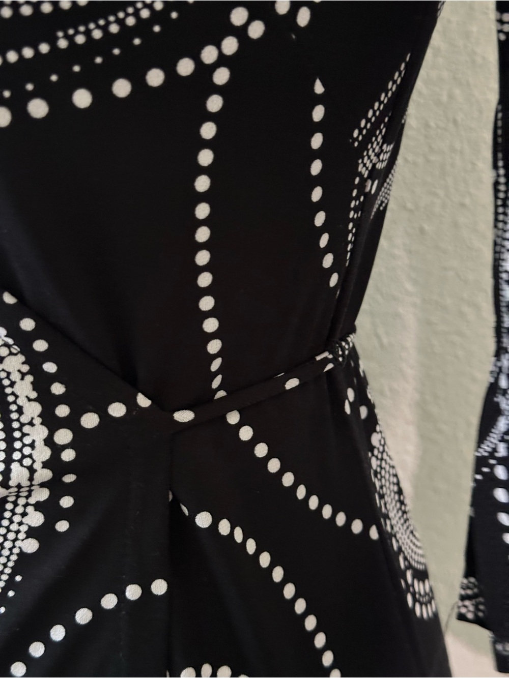 I.N. San Francisco Black and White Swirl Jersey Wrap-Style Midi Dress - Picture 6 of 8
